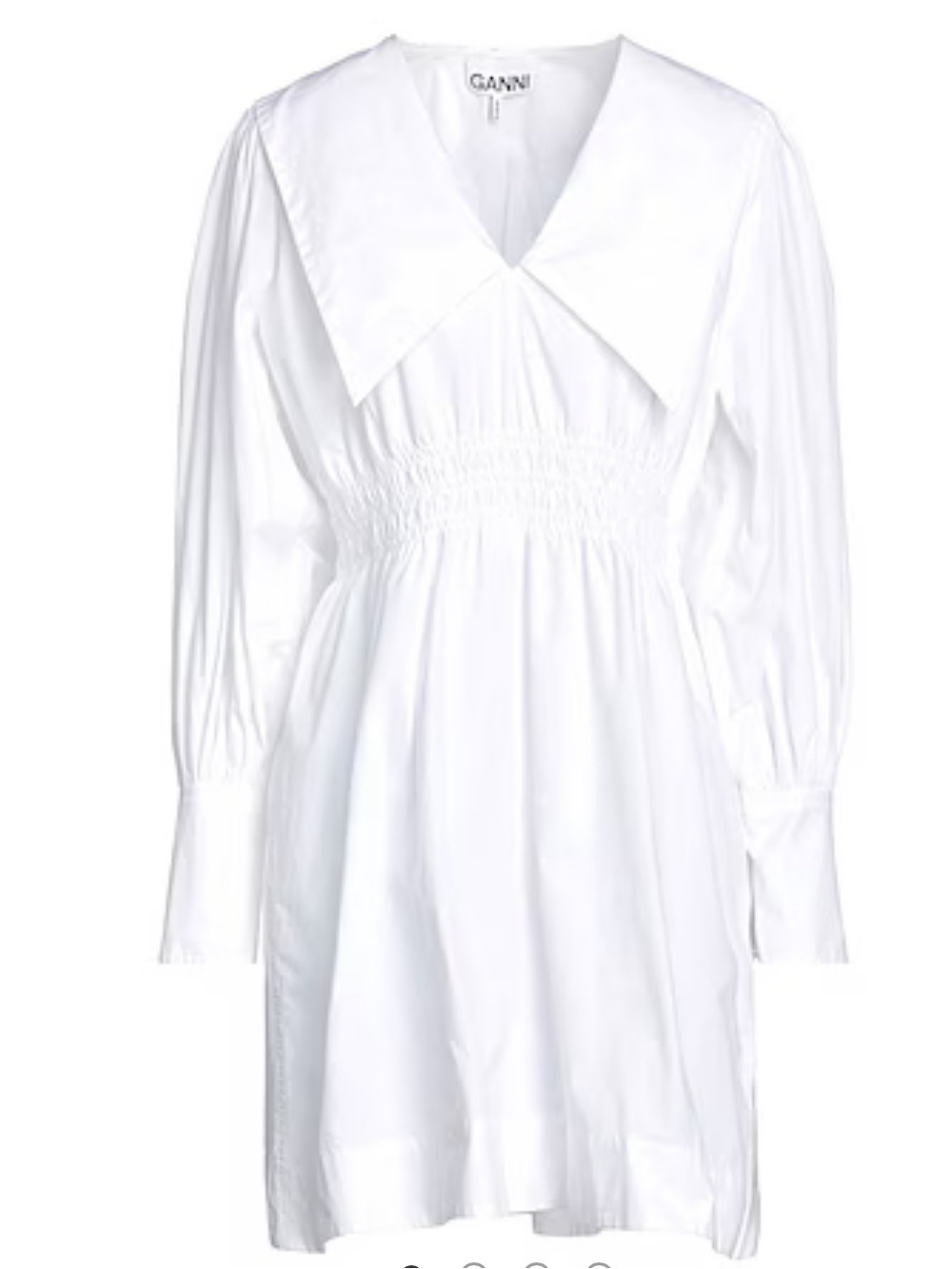 GANNI Organic Cotton Poplin Oversized Collar White Mini Dress XS 36 - Picture 2 of 11